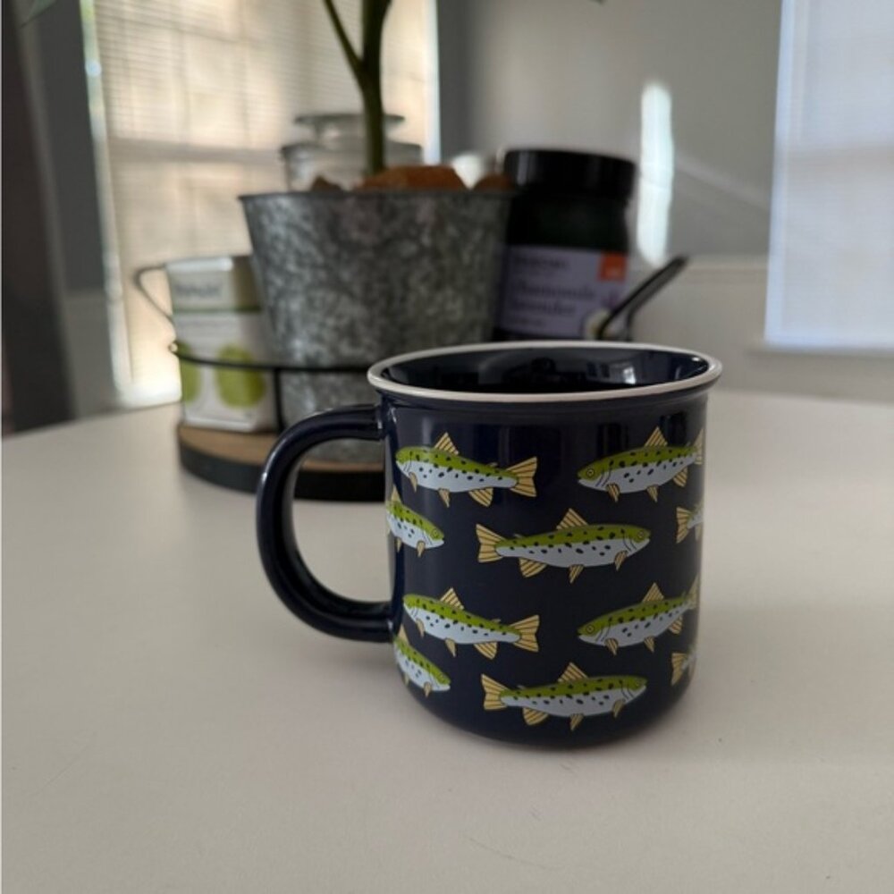 Fish Patterned Navy Mug